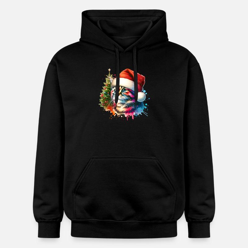Chat mignon Noël - Sweat à capuche Softstyle® Gildan Unisexe - noir