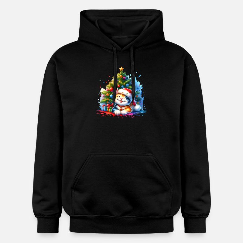Chat mignon Noël - Sweat à capuche Softstyle® Gildan Unisexe - noir