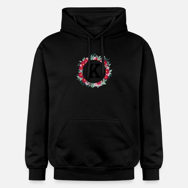 Lettre k couronne florale - Sweat à capuche Softstyle® Gildan Unisexe - noir