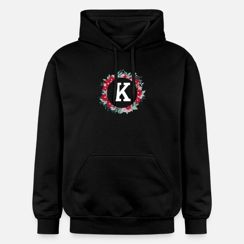 Lettre k couronne florale - Sweat à capuche Softstyle® Gildan Unisexe - noir