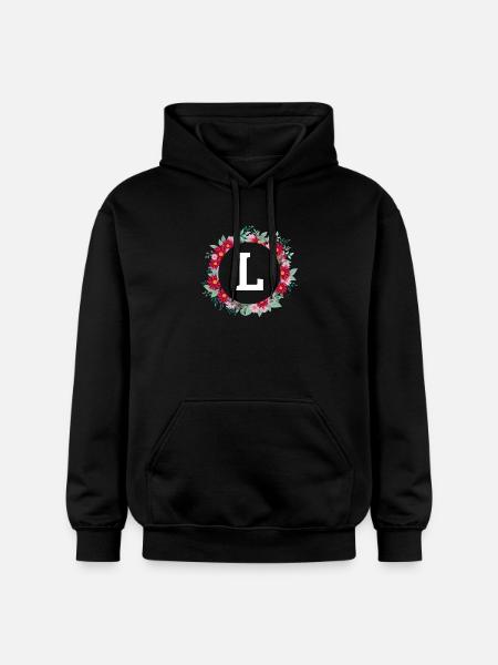 Buchstabe l Blumenkrone - Gildan Unisex Softstyle® Midweight Hoodie - Schwarz