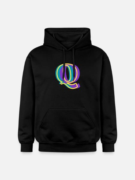Mehrfarbiger Buchstabe q - Gildan Unisex Softstyle® Midweight Hoodie - Schwarz