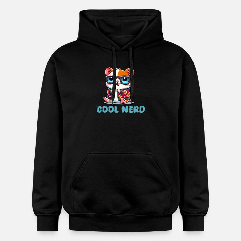 hamster bande dessinée cool nerd - Sweat à capuche Softstyle® Gildan Unisexe - noir