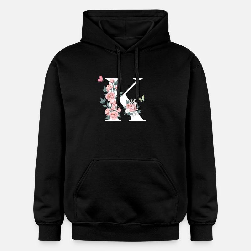 Lettre k fleurs rose - Sweat à capuche Softstyle® Gildan Unisexe - noir