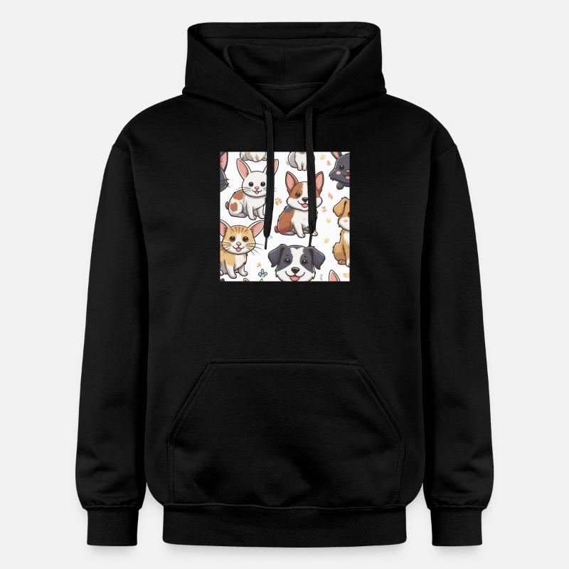 Griffonnages d’animaux mignons - Sweat à capuche Softstyle® Gildan Unisexe - noir
