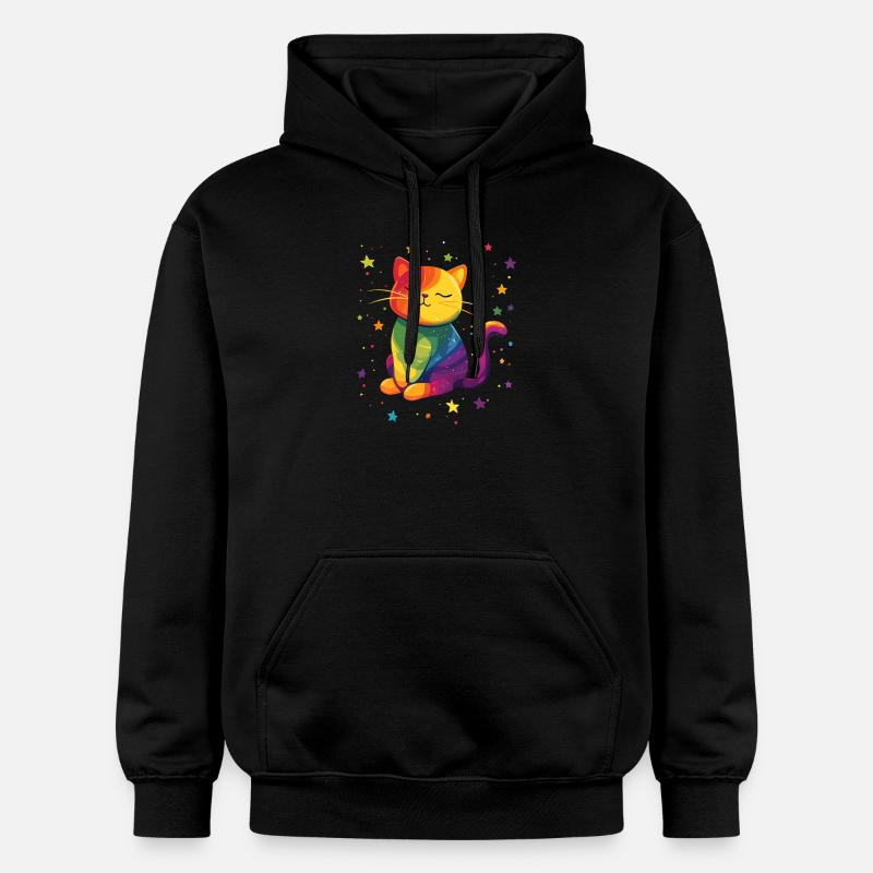 Chat arc-en-ciel mignon - Sweat à capuche Softstyle® Gildan Unisexe - noir