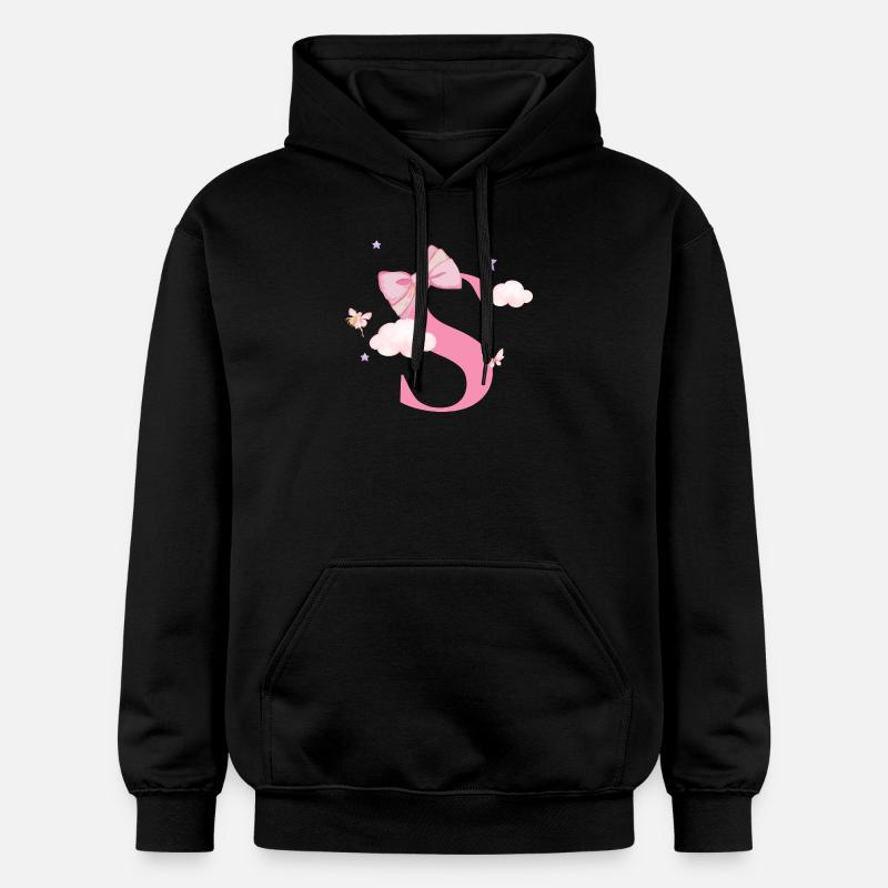 Lettre s rose nuages - Sweat à capuche Softstyle® Gildan Unisexe - noir