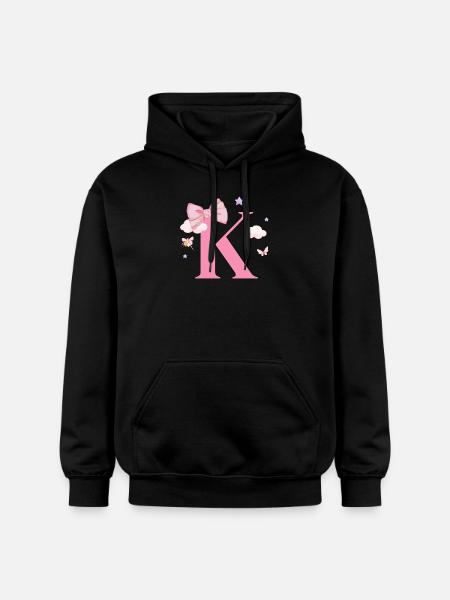 Letter k pink clouds - Gildan Unisex Softstyle® Midweight Hoodie - black