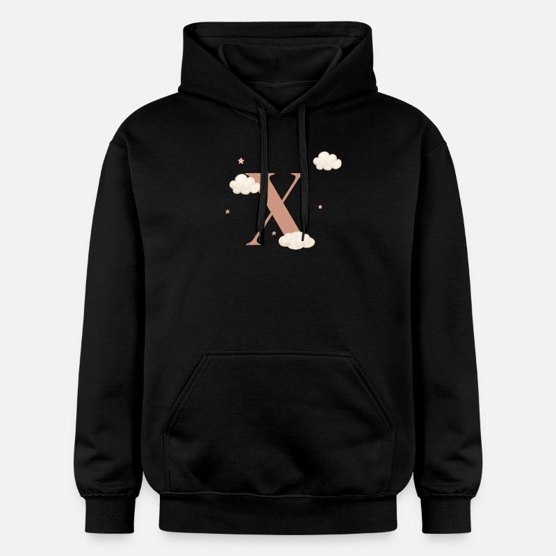 Lettre x nuages étoiles - Sweat à capuche Softstyle® Gildan Unisexe - noir