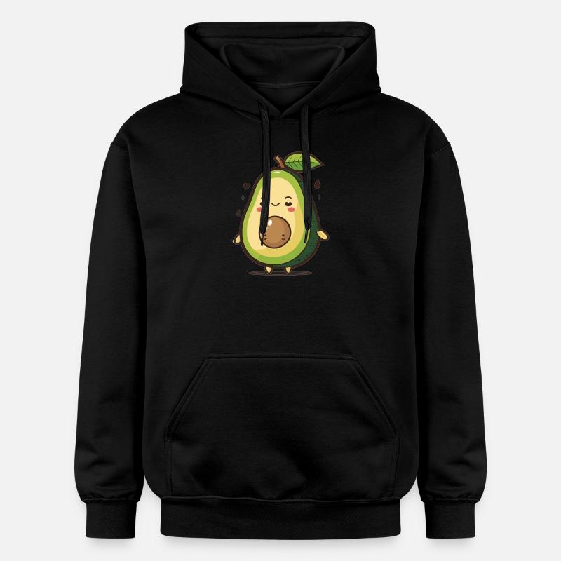 Dessin animé d’avocat kawaii - Sweat à capuche Softstyle® Gildan Unisexe - noir