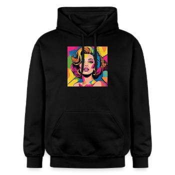 Bold Pop Art Woman Avatar with Vibrant Colors - Gildan Unisex Softstyle® Midweight Hoodie - black - Front - Marisol (170cm) & Nik (191cm)