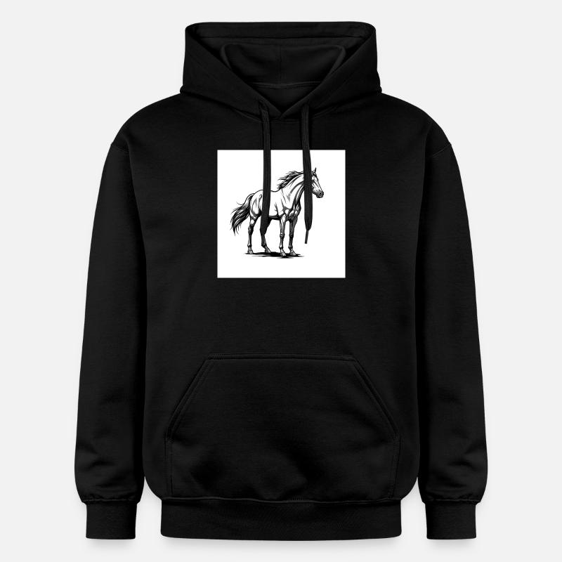 Les chevaux : amis et compagnons - Sweat à capuche Softstyle® Gildan Unisexe - noir