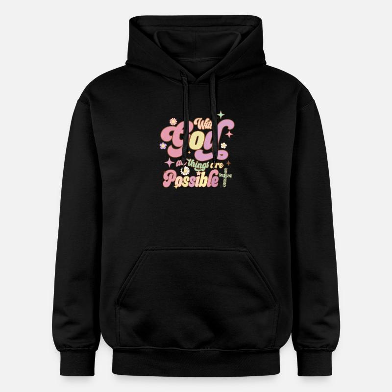 Everything is possible with God - Gildan Unisex Softstyle® Midweight Hoodie - black