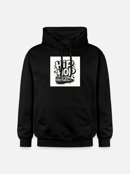 HipHop Lettering with Train - Gildan Unisex Softstyle® Midweight Hoodie - black