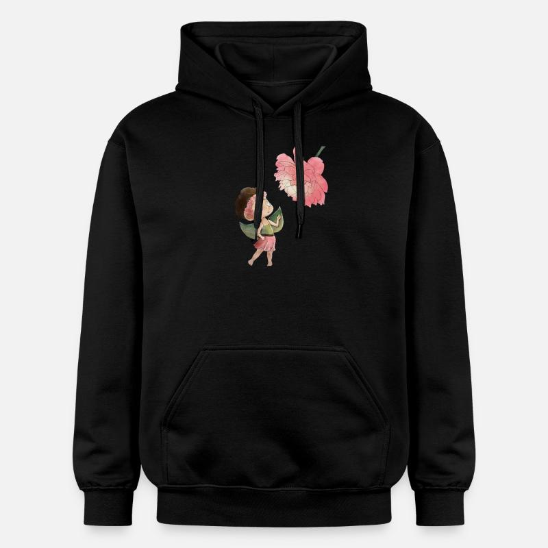 Magical fairy with peony - Gildan Unisex Softstyle® Midweight Hoodie - black