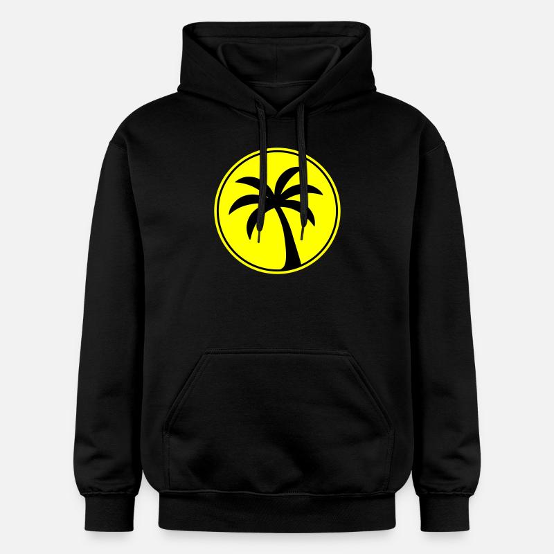 Plage de l’icône de palmier - Sweat à capuche Softstyle® Gildan Unisexe - noir