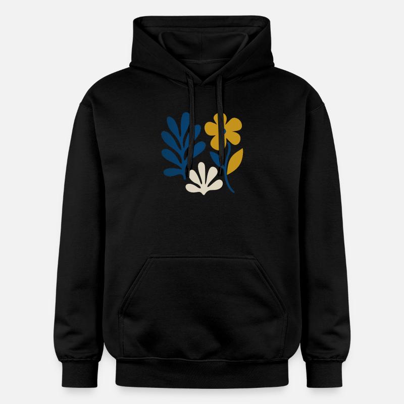 Composition florale – Bleu & Moutarde - Sweat à capuche Softstyle® Gildan Unisexe - noir