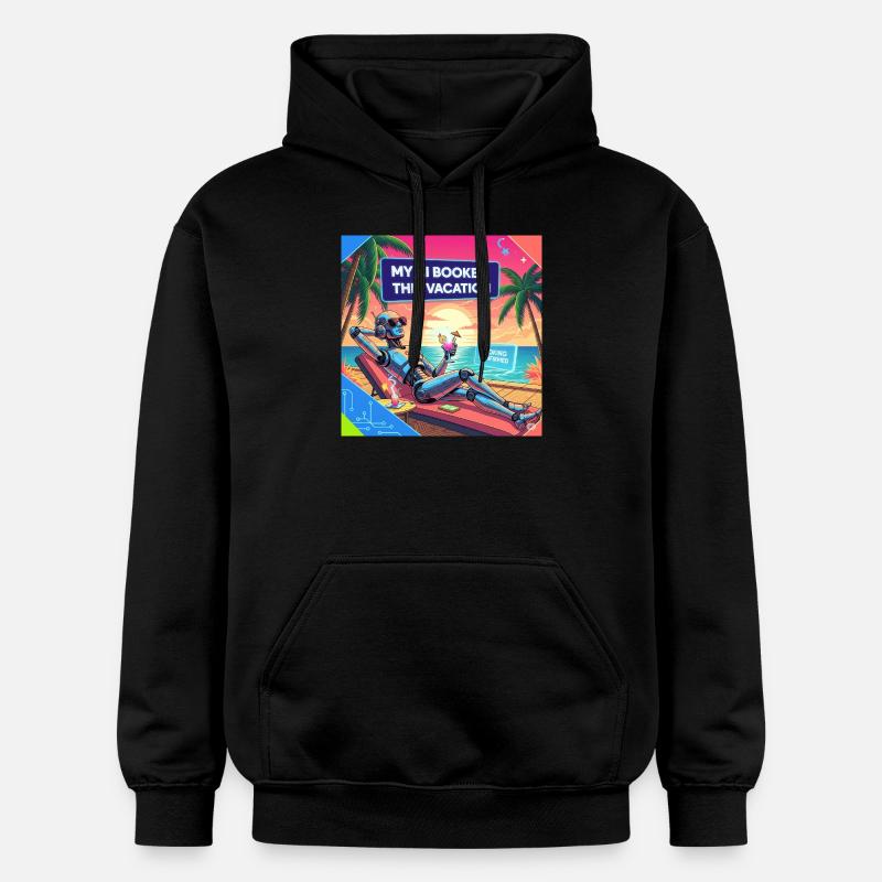 AI Paradise Vacation Robot Tee - Sweat à capuche Softstyle® Gildan Unisexe - noir