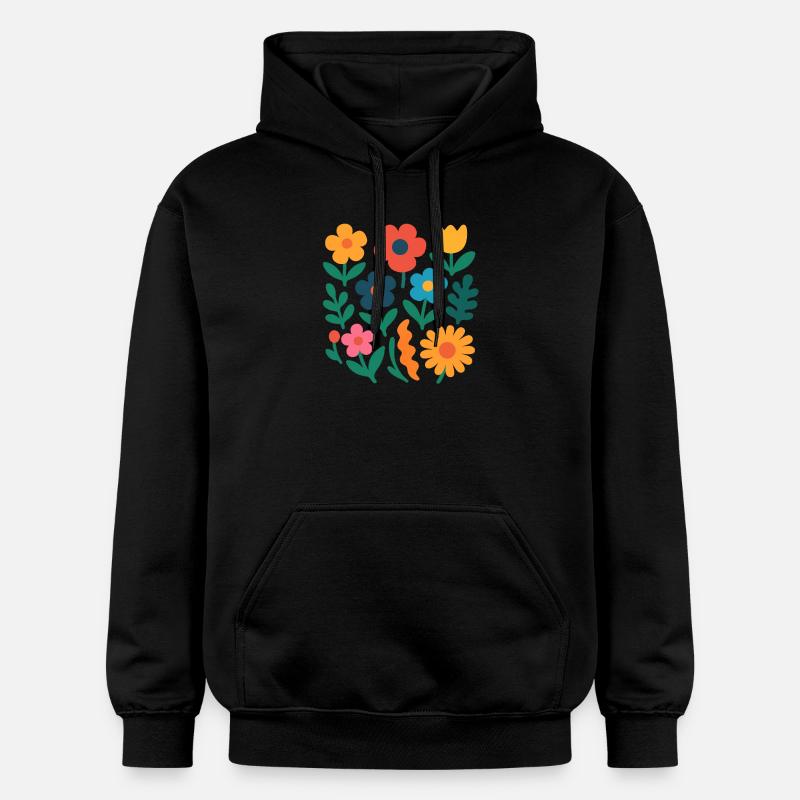 Bloody Vibes - Fleurs Flat Design - Sweat à capuche Softstyle® Gildan Unisexe - noir