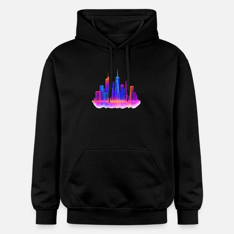 Néon Skyline City - Sweat à capuche Softstyle® Gildan Unisexe - noir
