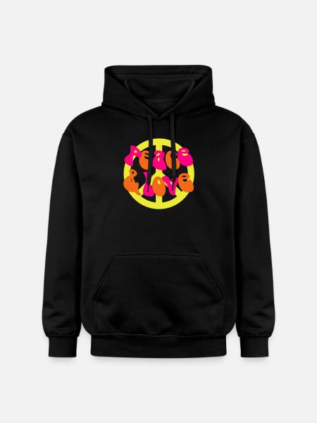 Peace and Love - Gildan Unisex Softstyle® Midweight Hoodie - black