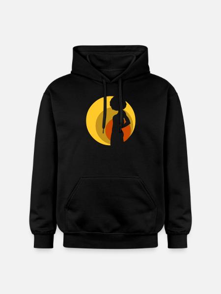 retro_afro_girl_01 - Gildan Unisex Softstyle® Midweight Hoodie - Schwarz