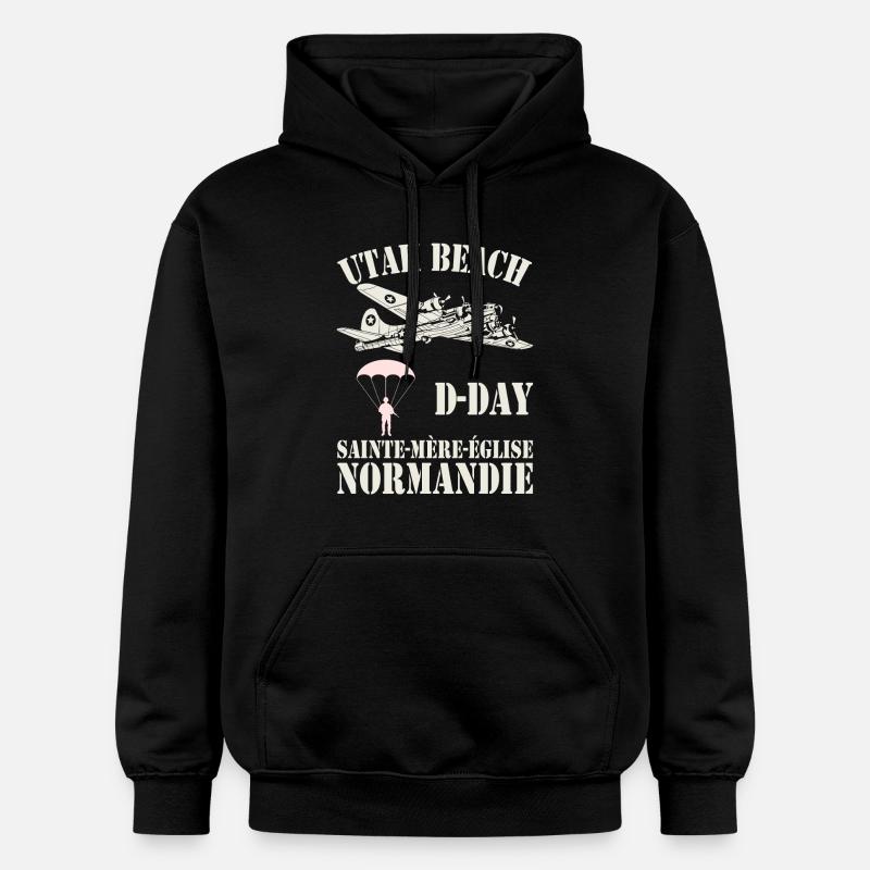 Utah Beach D-Day Sainte-Mère-Église - Sweat à capuche Softstyle® Gildan Unisexe - noir