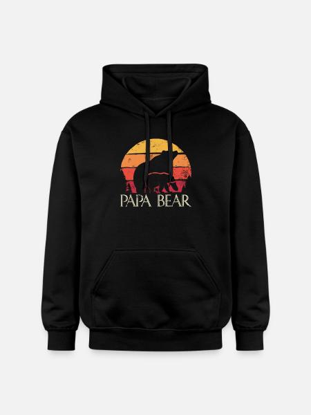 Papa Bear Sunset Logo - Gildan Unisex Softstyle® Midweight Hoodie - Schwarz