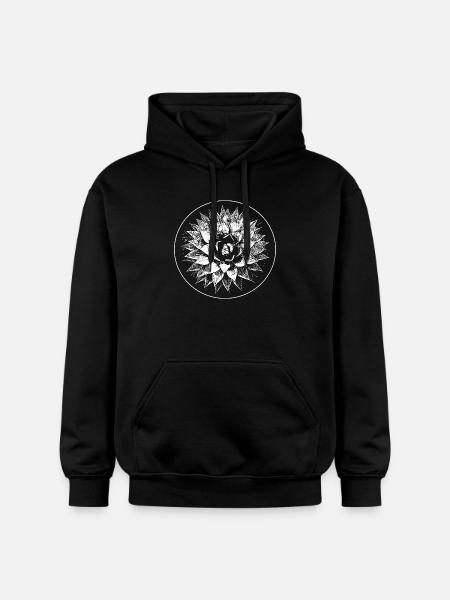 Mandala floral linogravé en cercle - Sweat à capuche Softstyle® Gildan Unisexe - noir