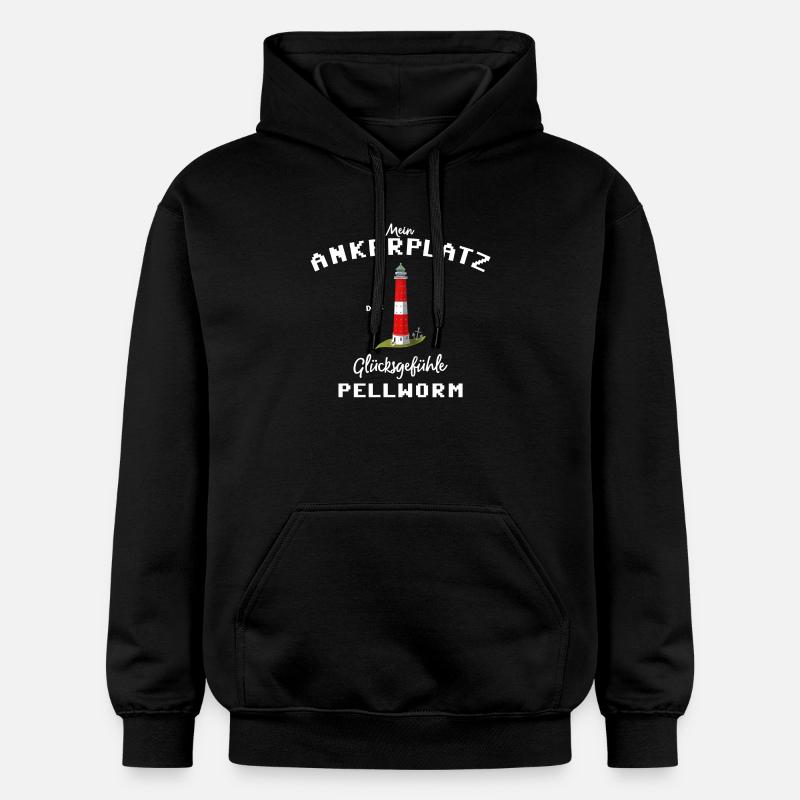 Pellworm , Ankerplatz der Glücksgefühle - Gildan Unisex Softstyle® Midweight Hoodie - Schwarz