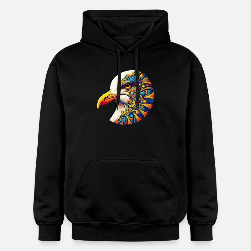 Möwe mit Mandalas verziert - Gildan Unisex Softstyle® Midweight Hoodie - Schwarz