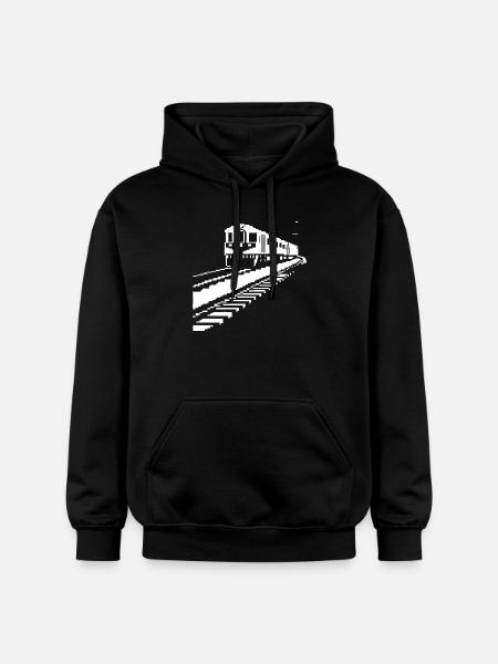 Chemin de fer Pixel Art - Sweat à capuche Softstyle® Gildan Unisexe - noir