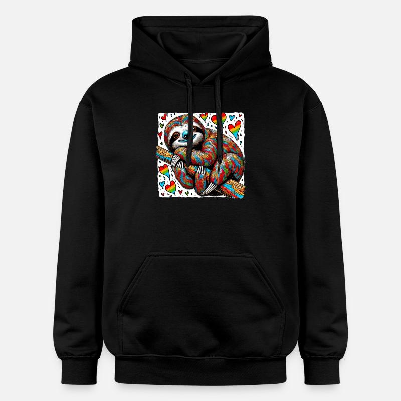 Paresseuse avec des cœurs - Sweat à capuche Softstyle® Gildan Unisexe - noir
