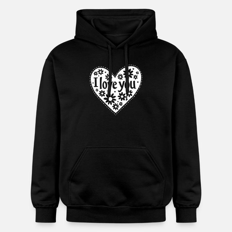 Je t’aime, blanc - Sweat à capuche Softstyle® Gildan Unisexe - noir