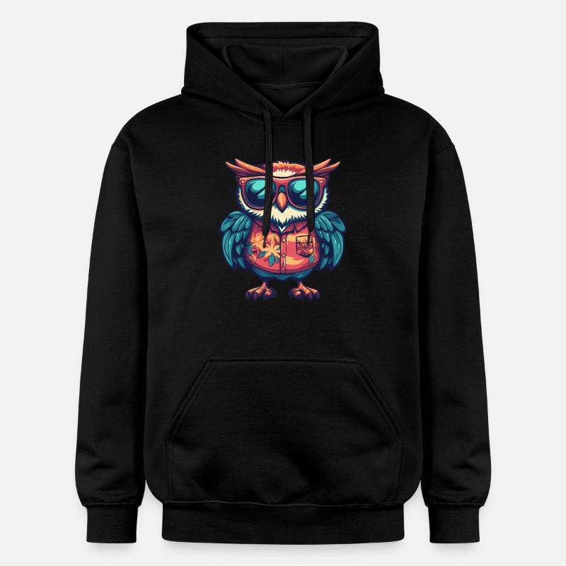 Chouette Bande dessinée Vacances - Sweat à capuche Softstyle® Gildan Unisexe - noir