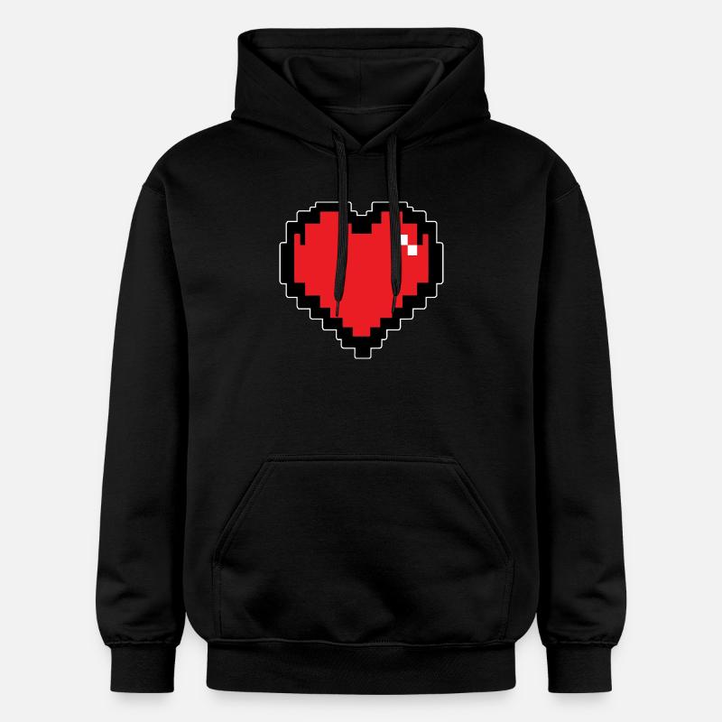 Cœur Pixel Rouge Retro - Sweat à capuche Softstyle® Gildan Unisexe - noir