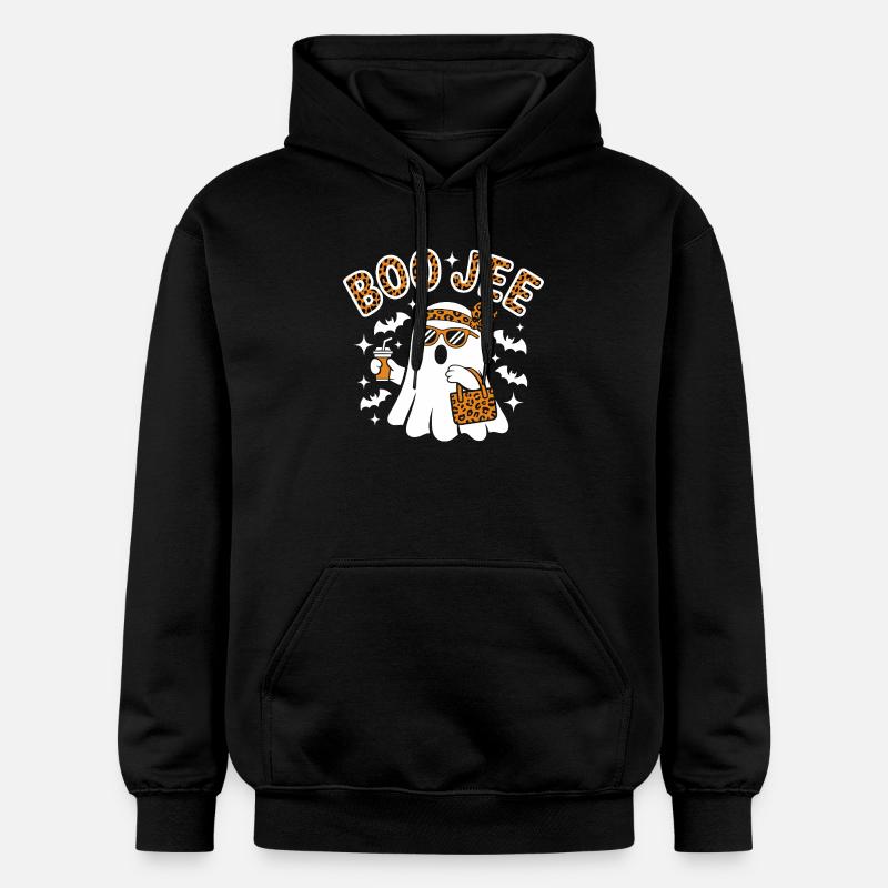 Fantôme léopard Halloween chic - Sweat à capuche Softstyle® Gildan Unisexe - noir