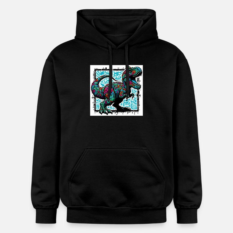 dinosaure - Sweat à capuche Softstyle® Gildan Unisexe - noir
