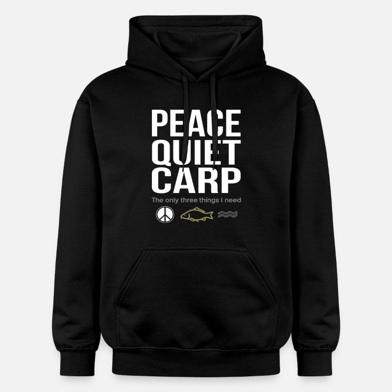 Paix, Tranquillité, Carpe, Pêche, Plaisir - Sweat à capuche Softstyle® Gildan Unisexe - noir