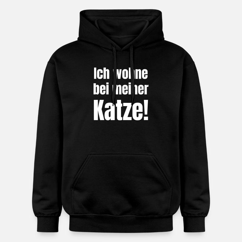 Je vis avec mon chat - Sweat à capuche Softstyle® Gildan Unisexe - noir