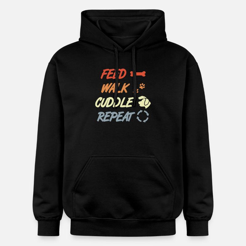 Feed Walk Cuddle Repeat – Hundeliebe - Gildan Unisex Softstyle® Midweight Hoodie - Schwarz