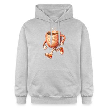 KAFFEE - Gildan Unisex Softstyle® Midweight Hoodie - Hellgrau meliert - Vorne - Liana (172cm) & Jaron (178cm)