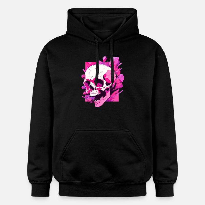crâne rose - Sweat à capuche Softstyle® Gildan Unisexe - noir