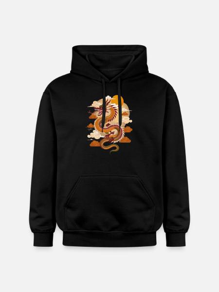 Chinese Dragon in Sunset - Gildan Unisex Softstyle® Midweight Hoodie - black