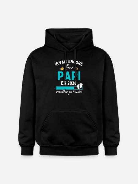 Je encore Être Papi en 2026 Cadeau Futur Papy - Sweat à capuche Softstyle® Gildan Unisexe - noir