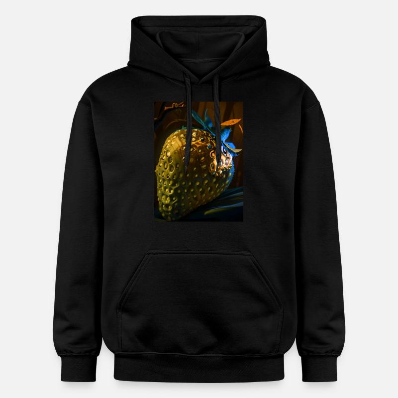 Erdbeere, technisch, Hightech, illustration,gold - Gildan Unisex Softstyle® Midweight Hoodie - Schwarz