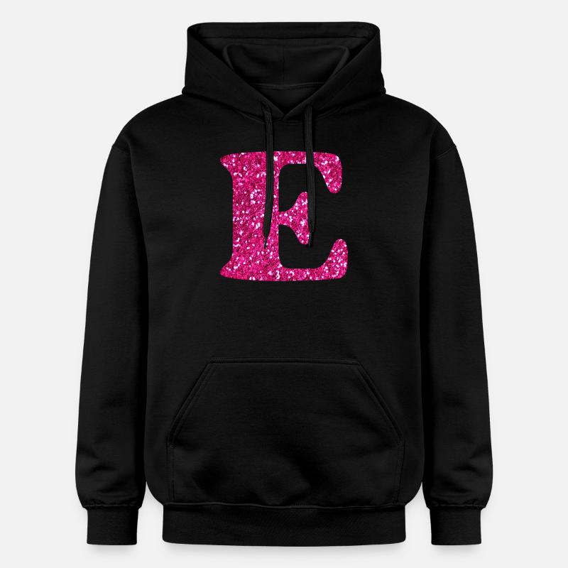 Lettre e rose pailleté - Sweat à capuche Softstyle® Gildan Unisexe - noir