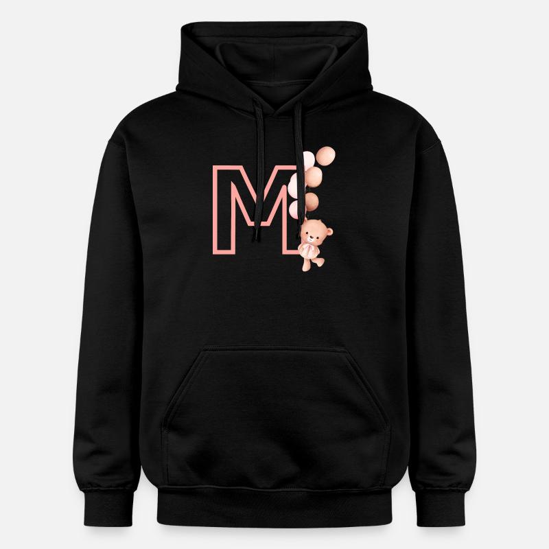 Lettre m rose ours - Sweat à capuche Softstyle® Gildan Unisexe - noir