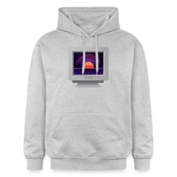 CRT Design - Future Retro Wallpaper - Gildan Unisex Softstyle® Midweight Hoodie - light heather grey - Front - Liana (172cm) & Jaron (178cm)