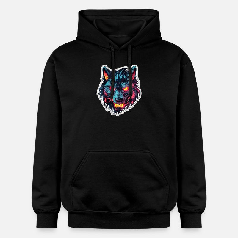 Loup - Illustration - Sweat à capuche Softstyle® Gildan Unisexe - noir